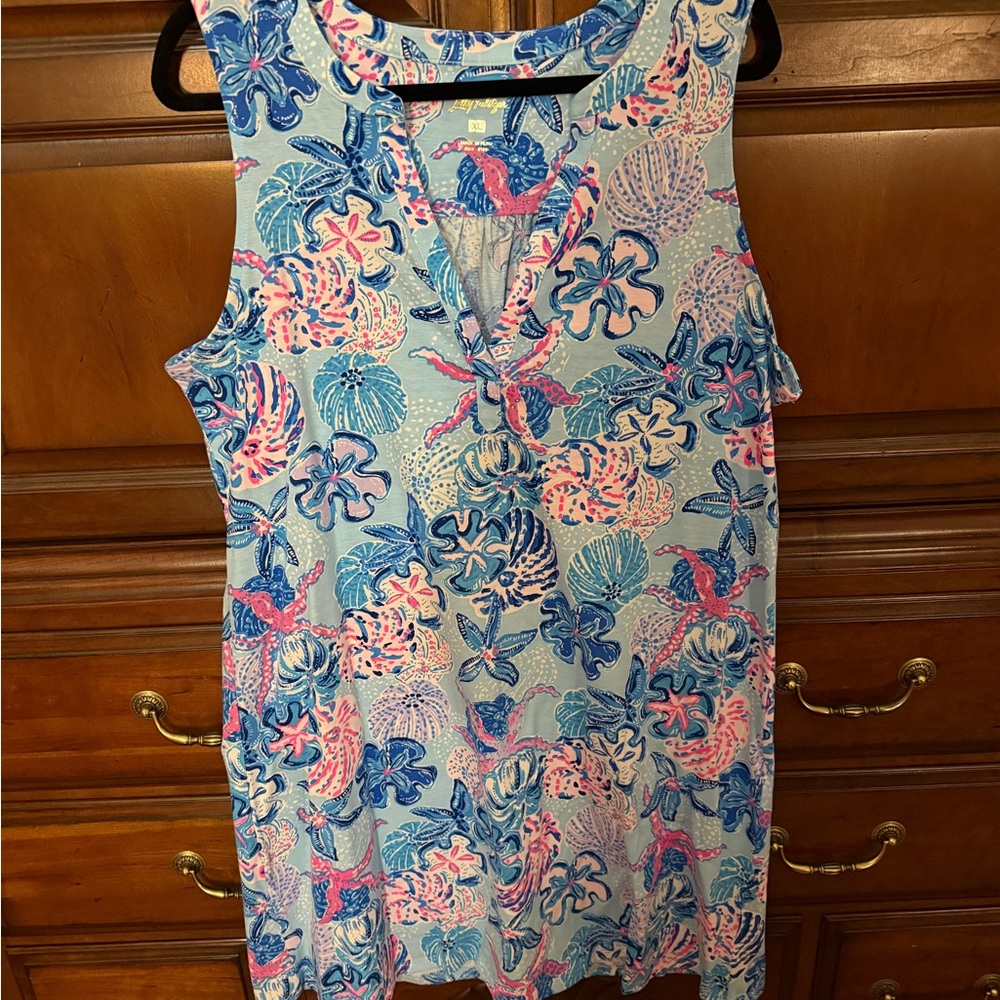 Colorful Sleeveless Sea Life Print Mini Dress EUC XL